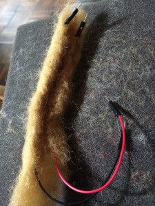 wires felted inside the tail